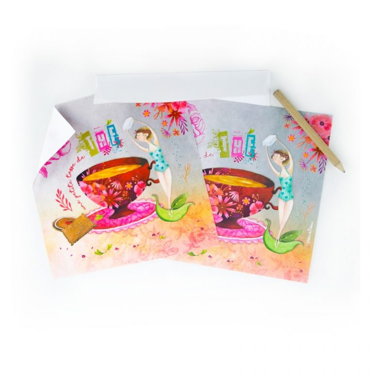 CARTE ET MICROFIBRE ILLUSTREE TEA TIME