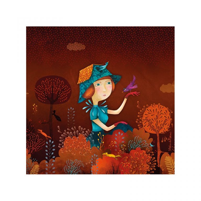 CARTE ET MICROFIBRE ILLUSTREE DAM'OISEAUX CHOCOLAT