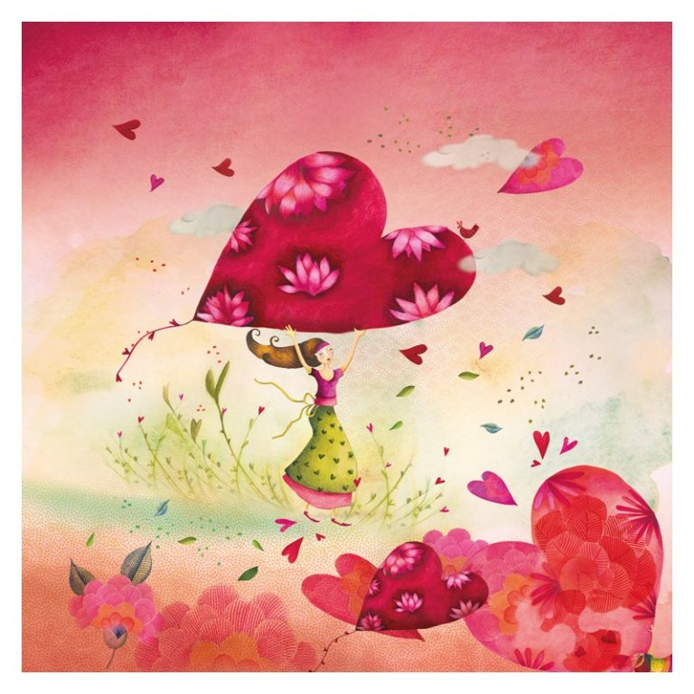 CARTE ET MICROFIBRE ILLUSTREE COEUR