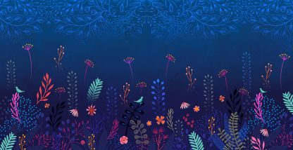 Velours "KING BLUE FLOWERS"