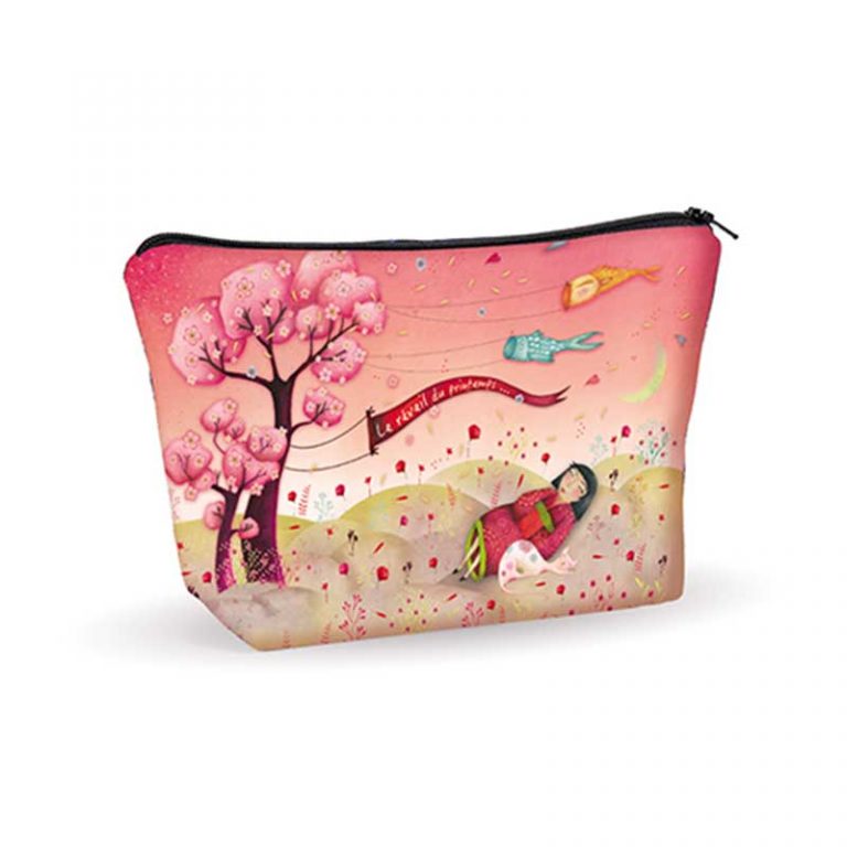 Trousse de maquillage fleurs du printemps fabriquée en France