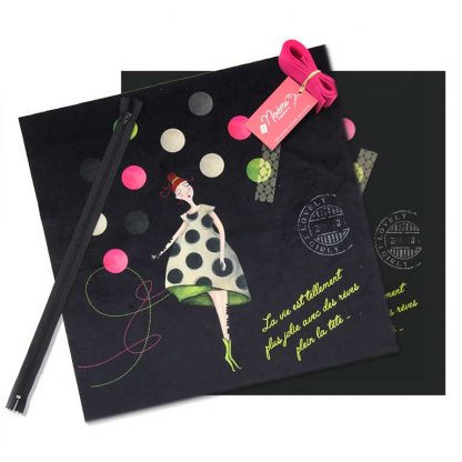 Kit à coudre cabas illustré Girly Black – Image 2