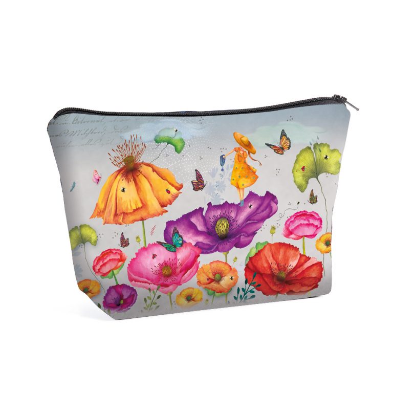 Trousse à maquillage bucolique imprimé fleuri et poetique par atelier de Noemi marque française