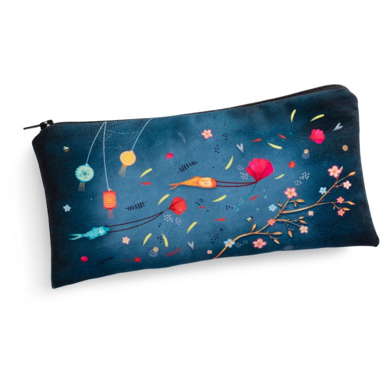 Trousse d'écolière motifs japonais fabriquée en France