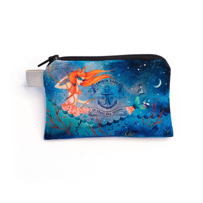 Porte monnaie imprimé marin et sirène
