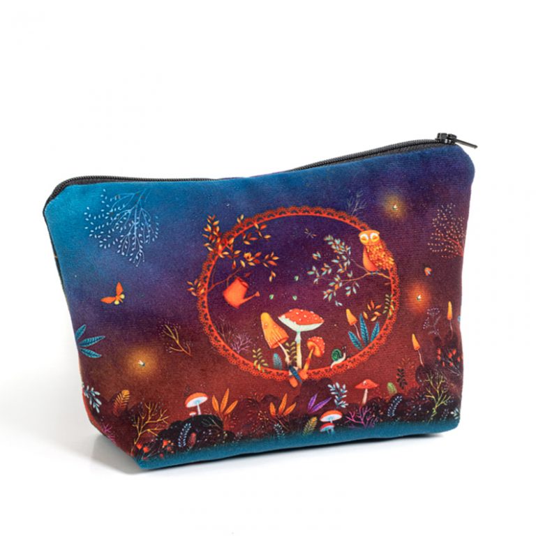 Trousse maquillage Champignons TROUSSE maquillage illustrée sur le thème champignons, imprimée en france sur velours