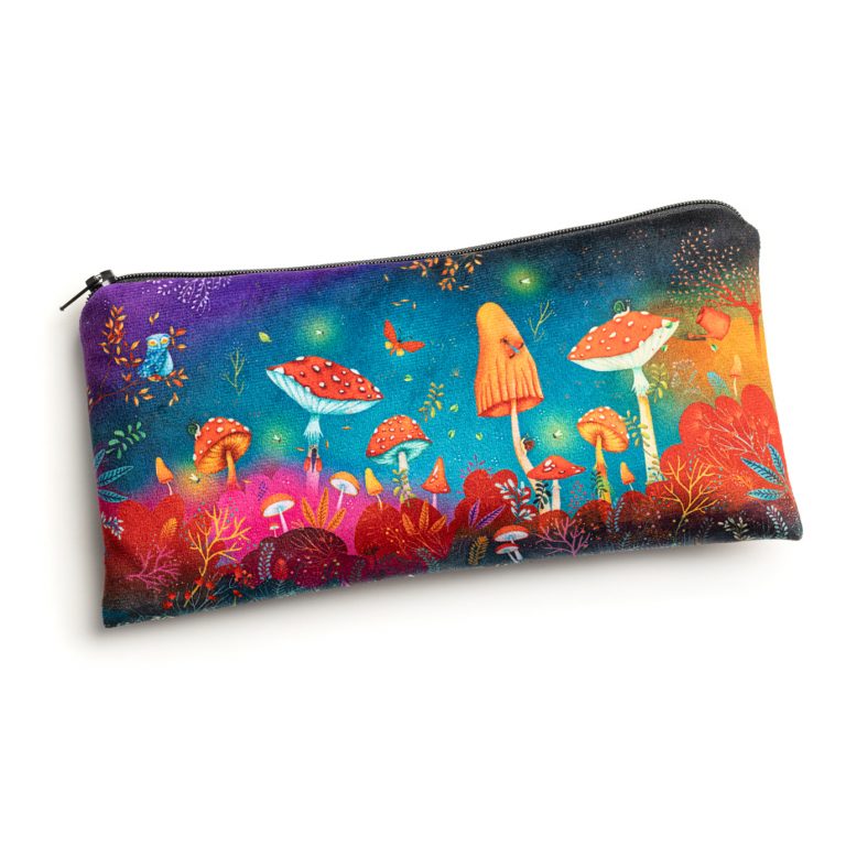 Trousse d'écolière motifs champignons fabriquée en France