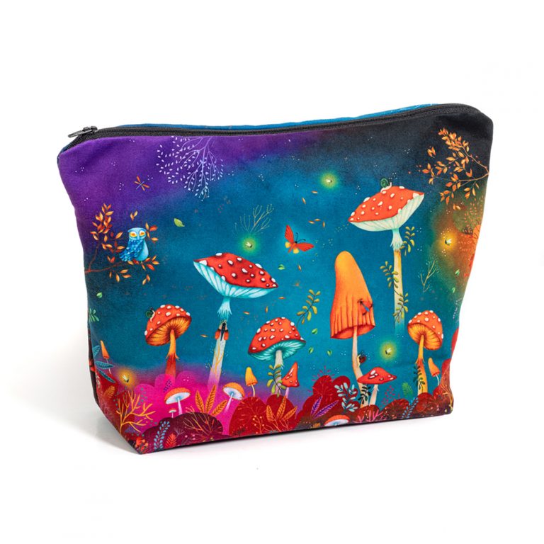 Trousse de toilette motifs champignons fabriquée en France